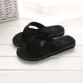 Men's summer black flip flops non-slip beach thong sandals casual daily wear footwear. - 40 / Black