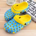 Summer breathable hollow beach shoes, non-slip garden clogs for men and women. - 38 / Light Blue & Yellow