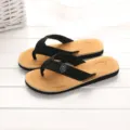 Herren Sommer rutschfeste Flip Flops Detail, lässige Strand Sandalen in Schwarz Gelb. - Camel