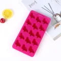 Vassoio per cubetti di ghiaccio in silicone rosa con forma di coniglio, stampo flessibile. - Pinguino