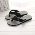 Men's flip flops casual summer beach sandals non-slip outdoor footwear grey and black - 40 / Gray