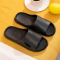 Comfortable black EVA couple home slippers, lightweight anti-slip casual slide sandals. - Black