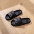 Claquettes Bouffantes en EVA Noires Chaussures de Maison Antidérapantes pour Intérieur - Plissé Noir