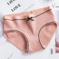 Slips côtelés pour femmes en coton avec joli nœud noir, confortables et doux pour tous les jours. - M / Bas / T12 Rouge haricot