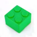 Green brick storage box, stackable plastic desktop organizer for office stationery supplies. - Square-Green