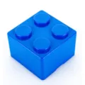 Blue brick shaped stackable storage box, plastic desktop organizer for office stationery. - Square Shape-Blue