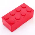 Plastic brick storage box stackable desk organizer red 2x4 block design desktop container - Rectangle-Red