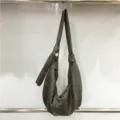Large capacity vintage soft leather pleated dumpling bag, casual slouchy hobo shoulder bag. - Gray