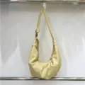 Large capacity retro soft leather pleated hobo shoulder bag for women casual daily use. - Yellow