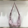 Large capacity soft leather pleated hobo bag in light purple, casual retro shoulder bag style. - A Purple
