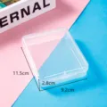Transparent plastic storage box detail, compact rectangular container with secure lid. - 11.5*9.2*2.8cm