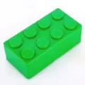 Green building block storage box, plastic stackable desktop organizer for stationery. - Green Rectangle