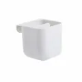 White desk organizer pen holder, adhesive mini storage box for office and home setup. - White