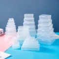 Clear plastic storage box set, transparent multi-size container for small parts and crafts. - 12.5*10*3.2cm