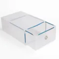 Transparent plastic shoe box drawer storage container clear organizer bin for footwear - Gold Border Kids' Style, 28*18*9.5cm / White