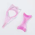Pink plastic eyelash guard and eyebrow shaping helper makeup tool set for beginners. - 2 Pieces Combination Eyelash Card Set / Pink Glitter Multi