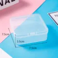 Transparent plastic storage box, square container with lid, compact organizer for small items. - 7.5*7.5*3.5CM