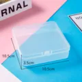 Square transparent plastic storage box ideal for jewelry and small parts organization. - 10.5*10.5*3.5cm