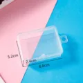 Clear plastic storage box with hanging tab, compact rectangular organizer case, 6.8x5.2x2.4cm - 6.8*5.1*2.4cm