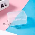 Clear square plastic storage box for small parts, jewelry, and crafts. Compact design. - 8.5*6.5*3.5cm