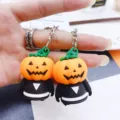 Halloween Kürbis Schlüsselanhänger leuchtende Puppe Taschenanhänger Autokette Geschenk - 1 Stück/Packung / Kürbiskopf-Stil