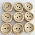 Botones de madera 2 agujeros handmade grabados botones de madera para costura DIY decoracion - Estilo Hecho a Mano / 15mm (24L)