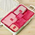 Set de 6 bolsas organizadoras de viaje cubos de embalaje impermeables para maleta. - Rosa rojo