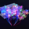Diadema luminosa de orejas de conejo con oropel LED para fiestas y regalos infantiles. - Diademas de orejas de conejo con hilo de oro (colores mixtos)