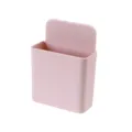 Pink wall-mounted storage box, small square remote holder and phone organizer for home use. - Pink