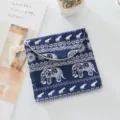 Bolsa de almacenamiento higiénico de lino azul, pequeño neceser portátil con patrón de animales - Elefante