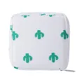White cactus print mini storage pouch portable cosmetic and sanitary napkin organizer bag - Cotton-Padded Cactus