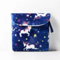 Portable unicorn sanitary napkin storage pouch, cute nylon travel makeup bag with pearl button. - Unicorn Blue Base