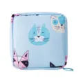 Cute cartoon cat nylon sanitary napkin storage bag portable travel cosmetic pouch lipstick bag - Cotton-Padded Blue Kitten
