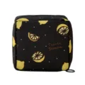 Portable nylon sanitary napkin storage bag cute lemon pattern travel makeup pouch - Black with Yellow Lemons