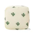 Cute cactus print nylon square sanitary napkin pouch portable travel makeup lipstick storage bag - Beige Cactus
