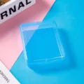 Transparent plastic storage box for puffs and swabs, clear design, practical daily organizer. - Blue