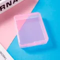Transparent pink plastic storage box for cosmetics puffs, eyelashes, and small items. - Pink