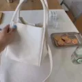 White large capacity bucket bag minimalist leather shoulder bag for women daily commute. - White