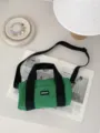 Green oxford cylindrical canvas shoulder bag casual daily commuting crossbody tote bag for women - Green