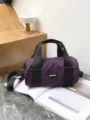 Purple oxford cloth cylindrical shoulder bag, casual lightweight commuter crossbody bag for women. - Purple