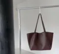 Dark Brown Slouchy Leather Shoulder Bag, Casual Minimalist Tote Bag for Daily Commute and Travel - Coffee