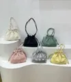Chic pleated drawstring shoulder bag, versatile sweet crossbody bag for women daily fashion. - Black