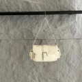 Cream white shoulder bag stylish underarm crossbody bag for women daily fashion. - White