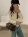 Vintage brown messenger shoulder bag, retro crossbody bag for women, stylish daily casual purse. - Coffee