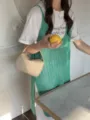Minimalist solid color small square bag casual daily handbag chic design fashion accessory - Apricot