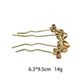 Gold-tone U-shaped hair fork with sparkling champagne rhinestones elegant bun pin 6.3x9cm - Flower Butterfly Style (1132-1)