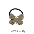 Gouden gestructureerde vlinder haarring detail, elegante metalen haarband met elastiek. - 1105-12