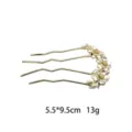 New Chinese style floral hair comb with enamel cherry blossoms, pearls and golden stamens. - White Enamel Cherry Blossom Hair Comb (1132-4)
