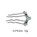 Chinese style vintage hair fork with floral design, rhinestones and pearls. Size 5.5x9.5cm. - Blue Enamel Flower Four-Tooth Hair Stick (1132-5)