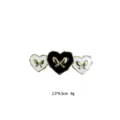 Exquisite black and white heart hair clip with gold butterfly detail for stylish daily wear. - Black and White Contrast Heart Gold Butterfly Style (1101-13)